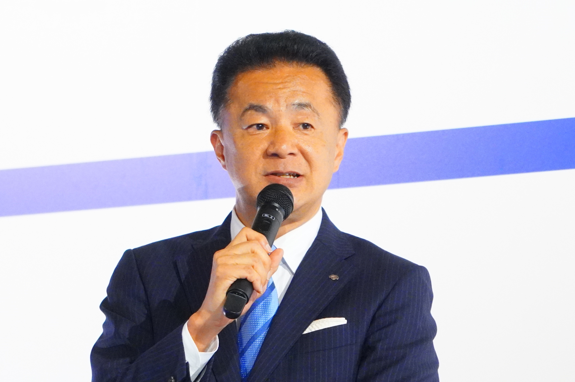 野村不動産株式会社 代表取締役社長 松尾大作氏。「エリアの各施設をつなぐ循環バスやパーソナルモビリティの周遊と、イベント開催に合わせて運航するクルーズ船がシームレスにつながる仕組み、公共交通の検索・予約・決済を一括で行なえるMaaSの導入も検討していく」