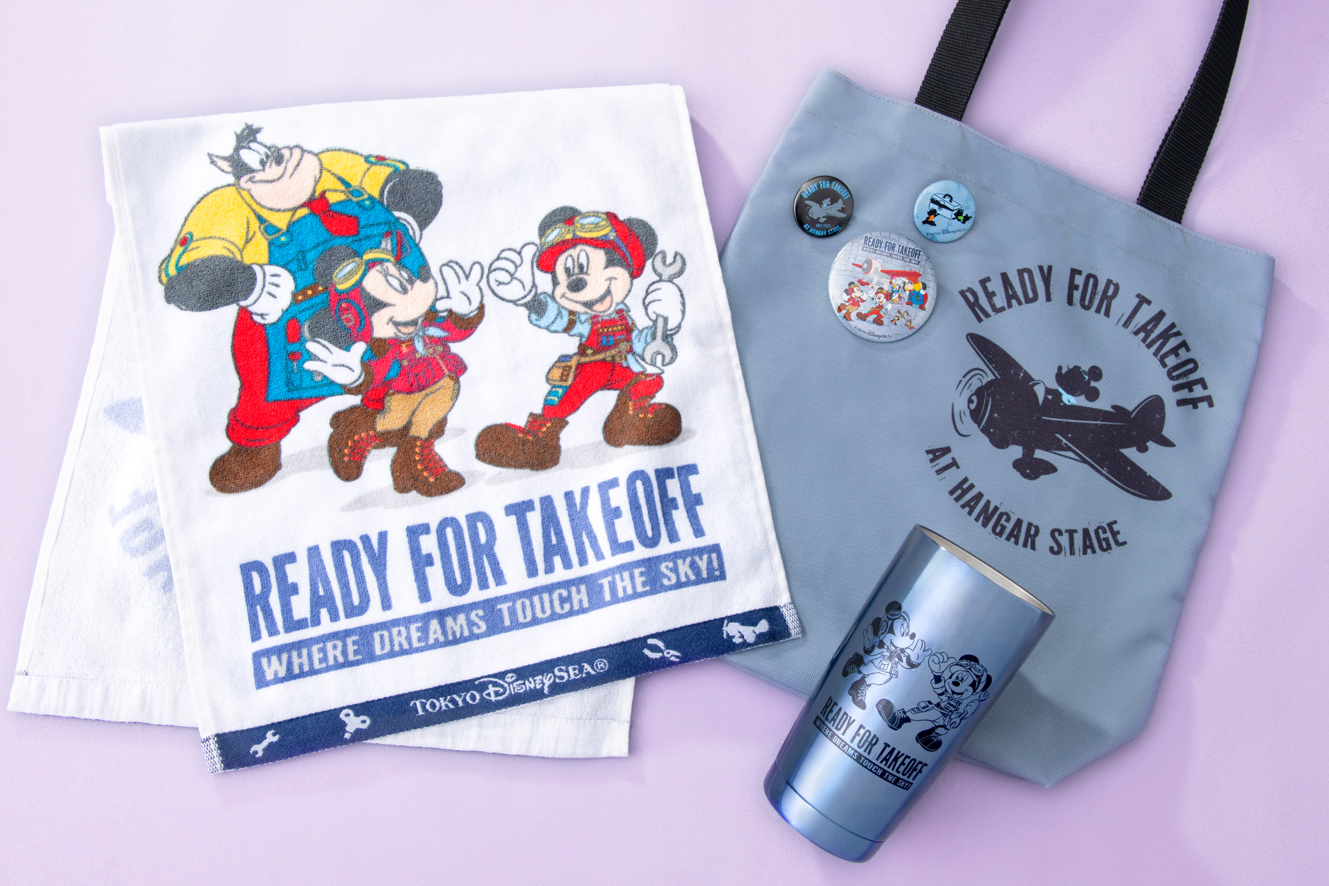 トートバッグ（バックデザイン）、タンブラー、カンバッジセット、フェイスタオル