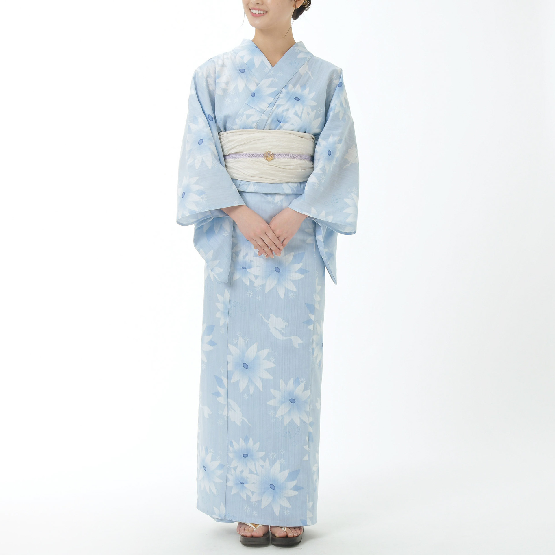 「浴衣・結び帯 セット＜アリエル＞」と「帯締め」（1600円）