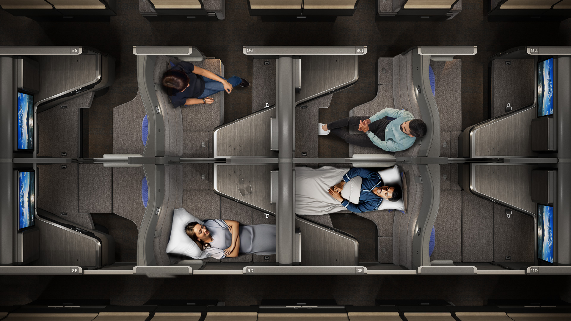 中央の2席を真上から