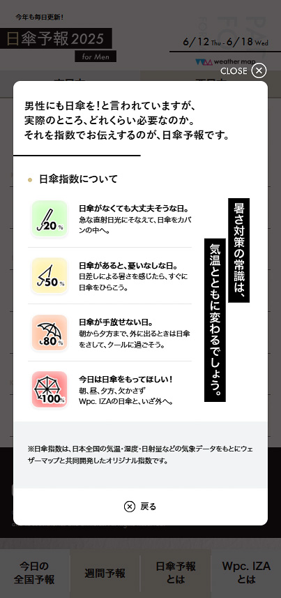 「日傘予報2025 for men」