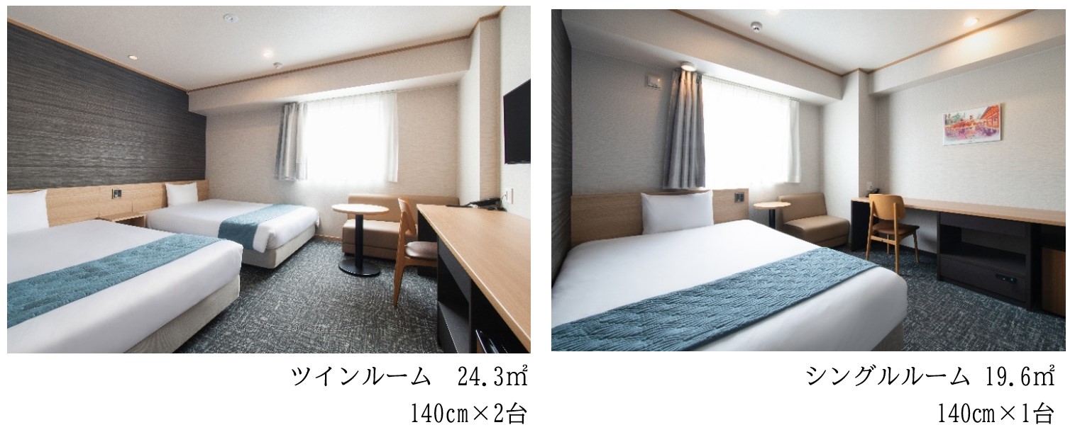 ツインルーム（左）、シングルルーム（右）