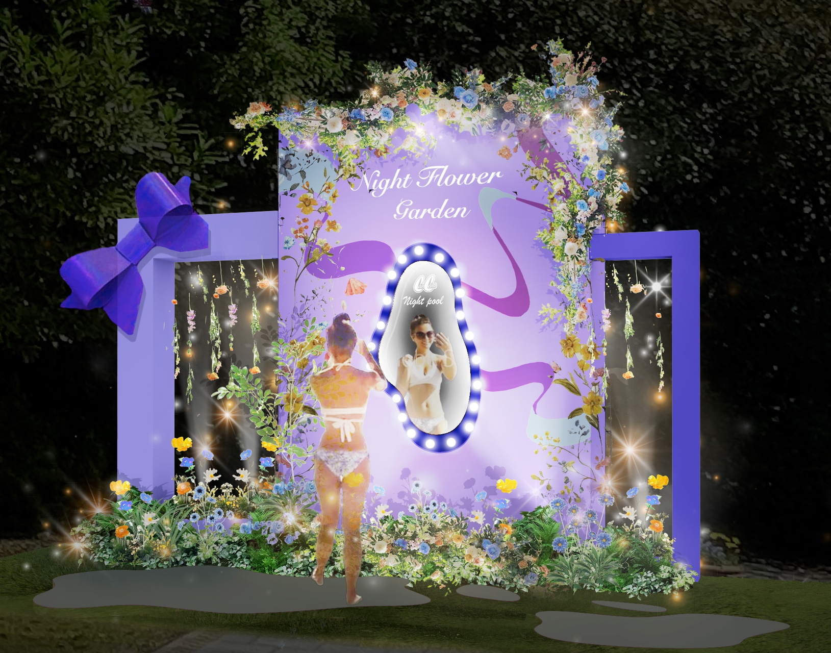 今年のテーマは「Night Flower Garden」。メインフォトスポットにはミラーセルフィーが設置