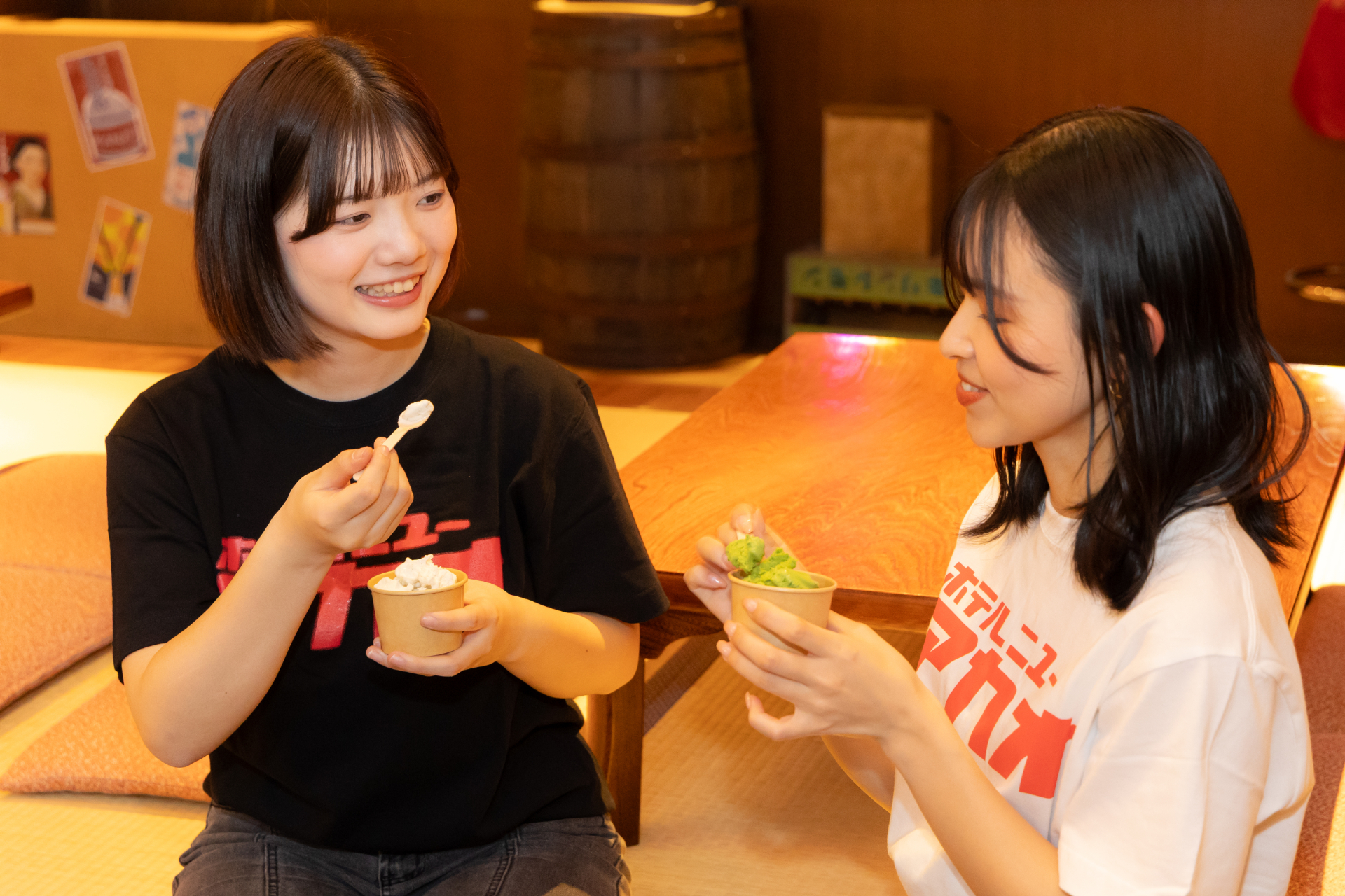 日帰り温泉のタオルバッグに“アヒルが入っていたら当たり”の運試し。縁日コーナーの「射的」または「ジェラート」をプレゼント