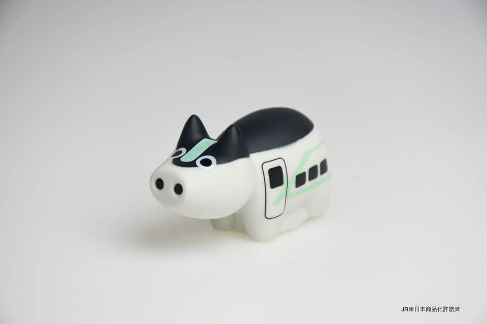 ［新品］野沢民芸　赤べこ　新幹線E5系はやぶさ E5系はやぶさまめべこ JR東日本商品化許諾済 | akabekoland