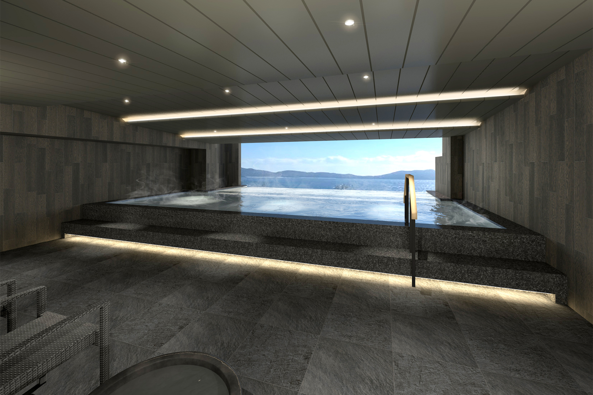 黄金色の海を満喫できるインフィニティ温泉