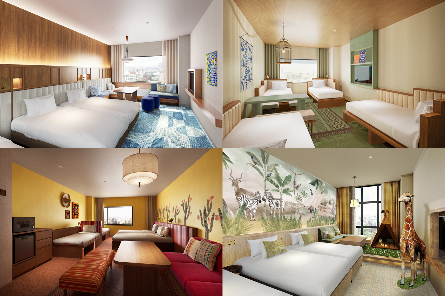 客室は「ギリシャブルー」や「アジアンエメラルド」など、世界の4つの海をテーマにデザイン