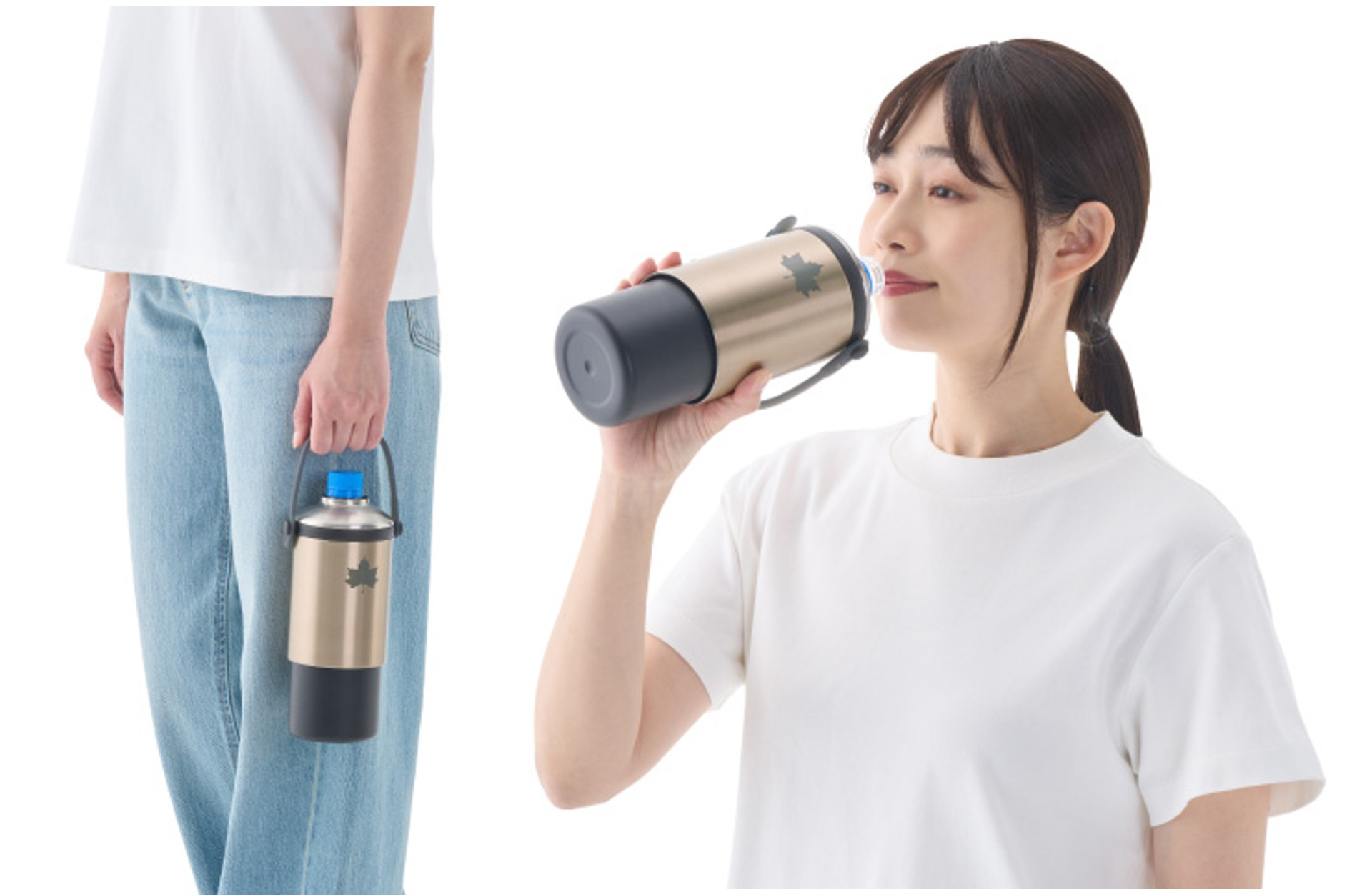 飲むときの邪魔にならない可動式ハンドルが備わり、持ち運びしやすい。真空構造は結露しにくいため、テーブル上やカバンが濡れる心配もない