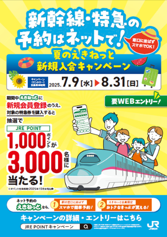 JRE POINT 1000ポイントが当たるえきねっと新規入会キャンペーン