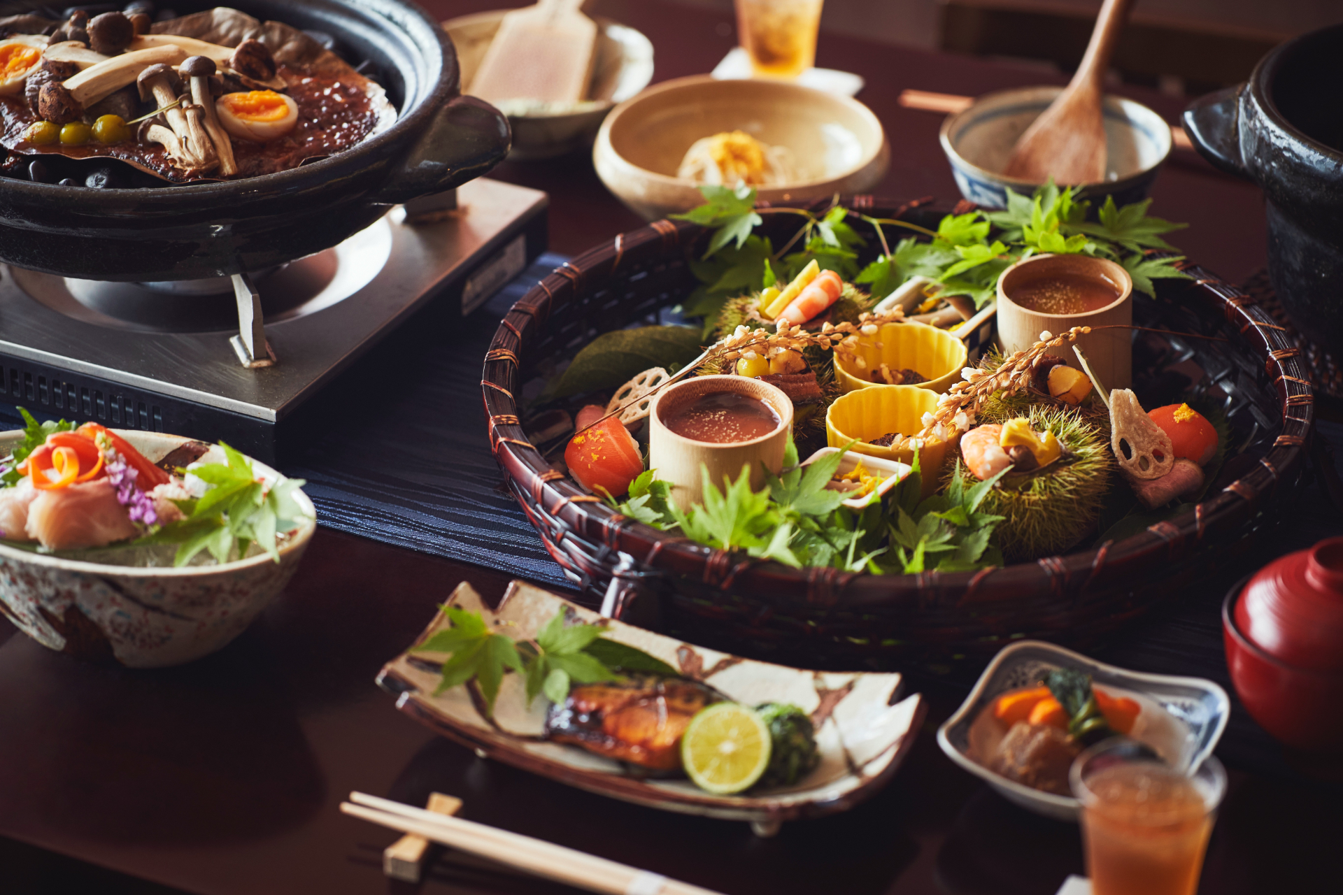 信州の食材を中心に、調味料も地元のお酒や味噌などを使用したディナー