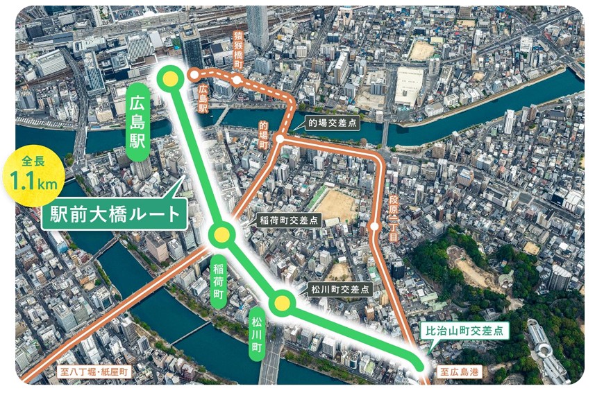 松川町は新規開業。猿猴橋町は廃止、的場町と段原一丁目は2026年春まで休止となる