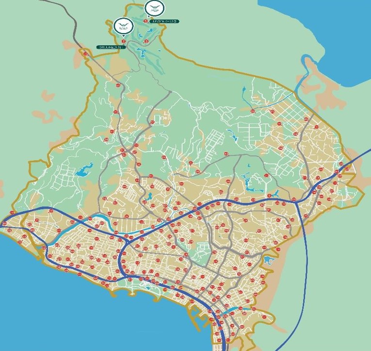 運行エリア（黄色枠内）