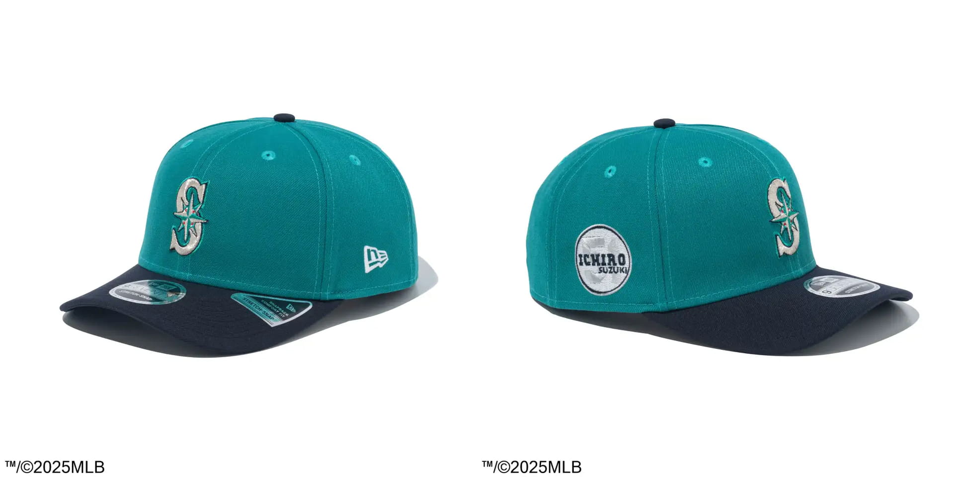 9SEVENTY ストレッチスナップ Hall of Fame 2025 Ichiro Suzuki シアトル・マリナーズ サイドパッチ グリーン ネイビーバイザー