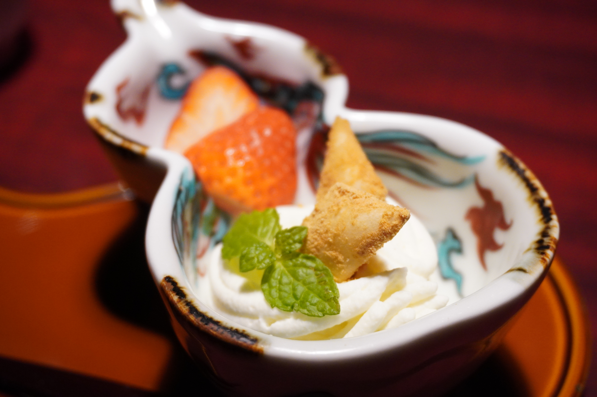 デザートはかぼすムース×郷土菓子やせうま