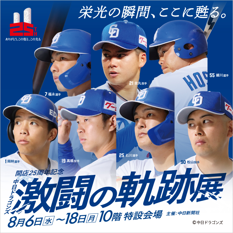 中日の選手使用品や優勝グッズで振り返る展覧会