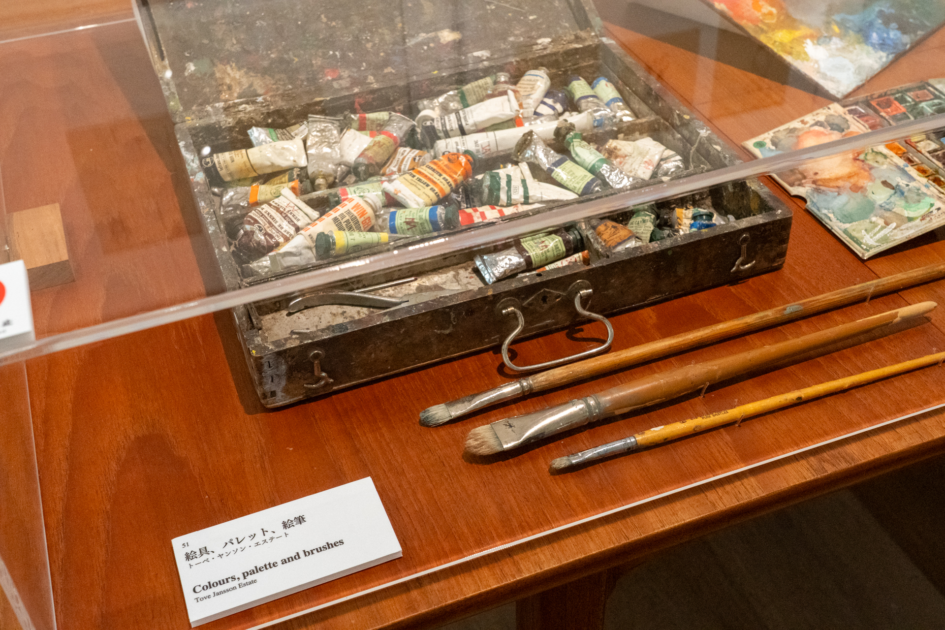 トーベが使っていた絵の具やパレット