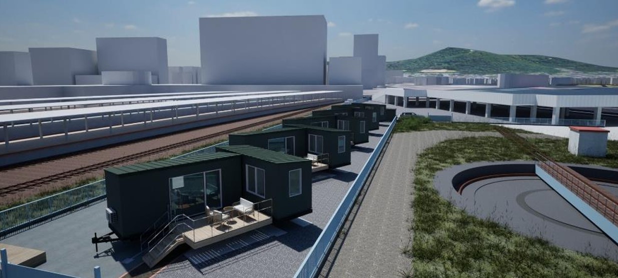 ホームと留置線の間に宿泊施設が開業へ