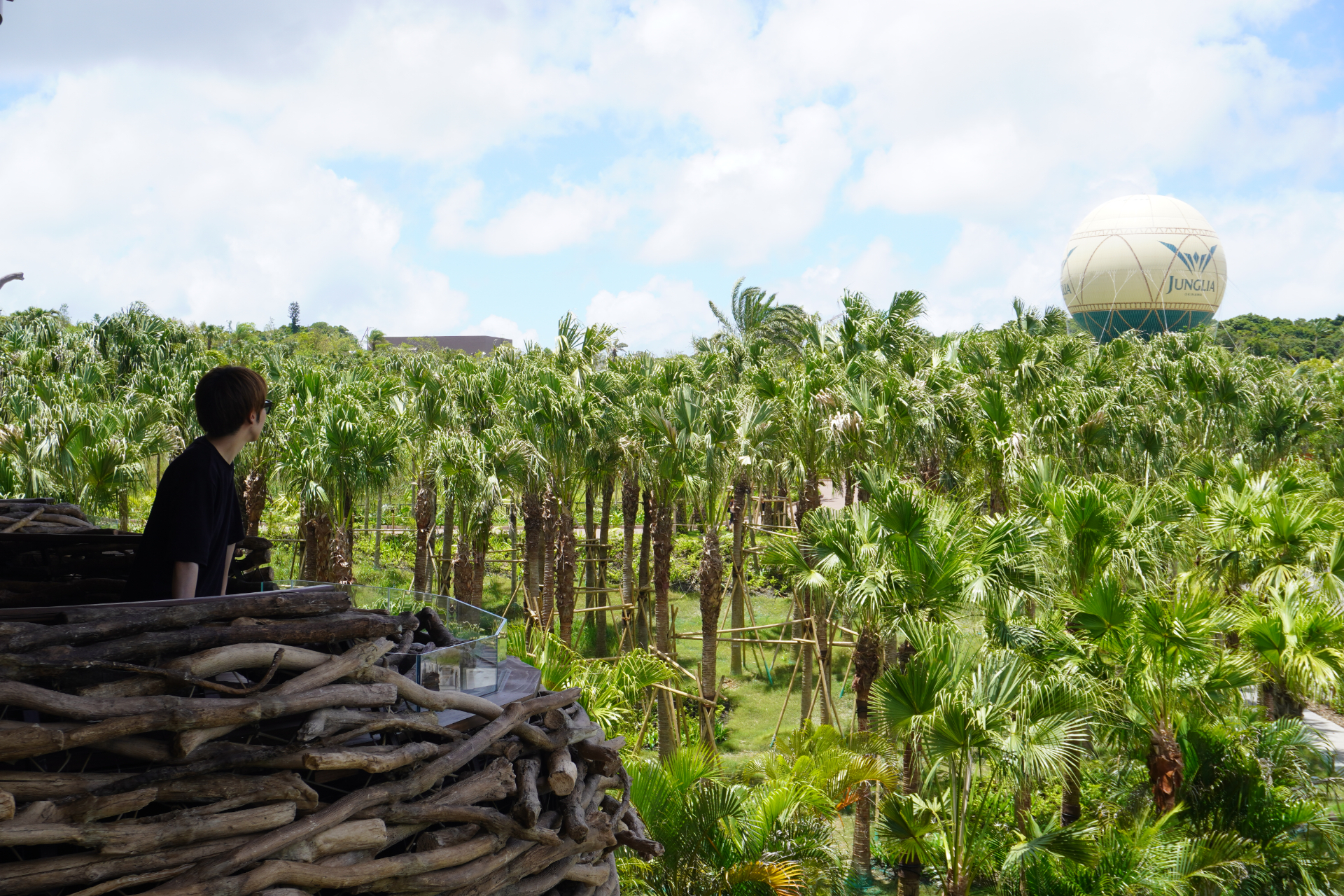 「パノラマダイニング」ではパークを一望しながら沖縄県産食材をふんだんに使った料理が味わえる。シグネチャーメニューは肉汁たっぷりのジャングリアハンバーグ