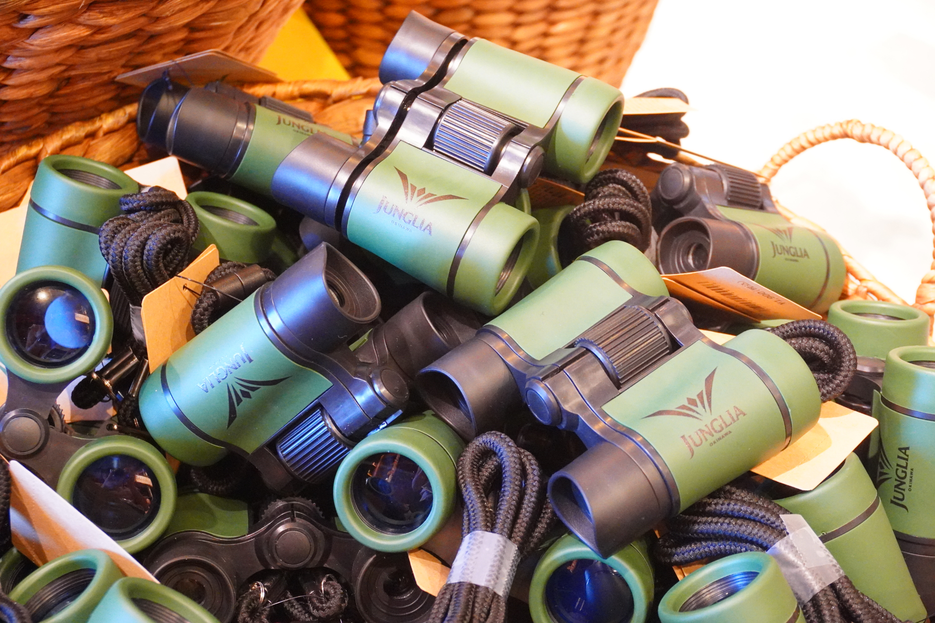 大型ショップ「ビレッジバザール」はパーク内に2か所。恐竜のぬいぐるみや親子で着られるアパレル、お菓子など、沖縄土産にもなる約550種類を取り揃える