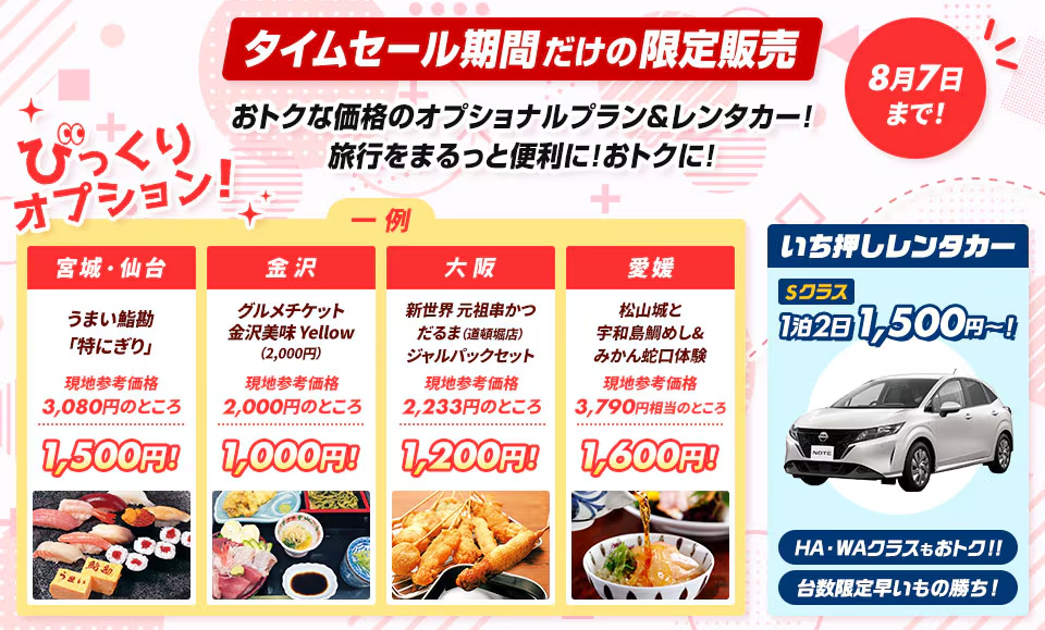 いち押しレンタカー、びっくりオプションの詳細