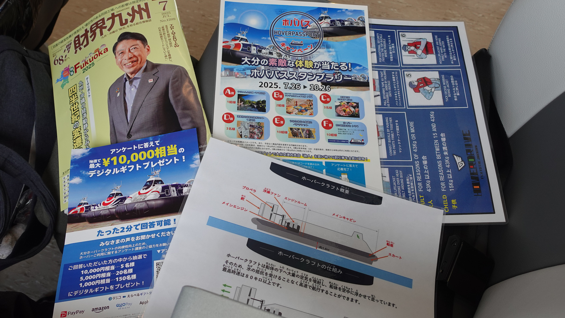 ホーバークラフトの船内