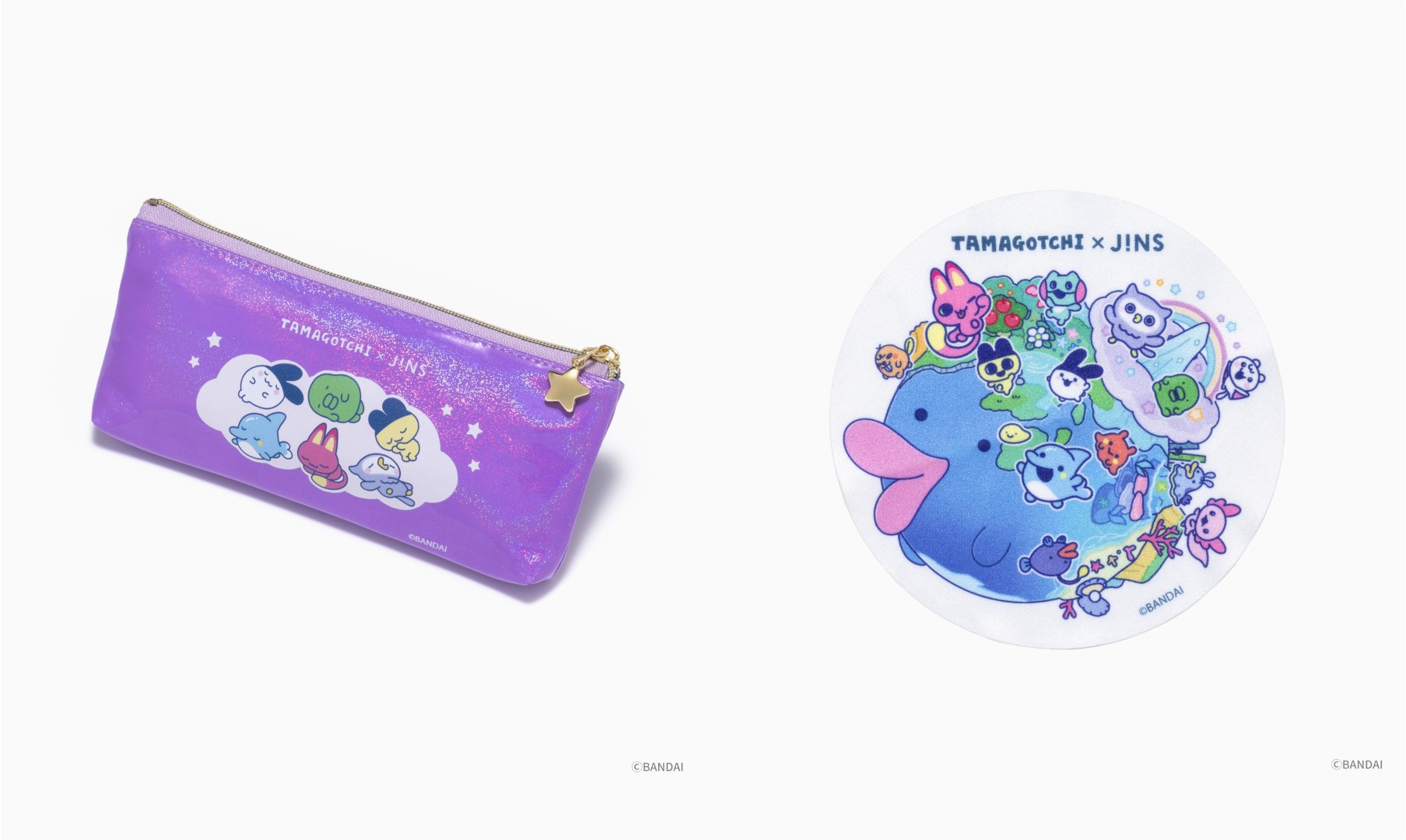 子供向けモデル付属品のオリジナルメガネケース（左）とセリート（右）