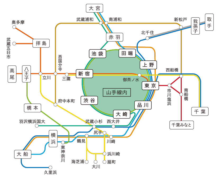 2026年3月に予定する運賃改定が認可された。画像は改定で廃止する「電車特定区間（E電）」および「山手線内」のエリア