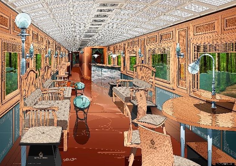 「赤い星」2号車のラウンジ