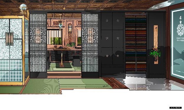 「赤い星」4号車の茶室