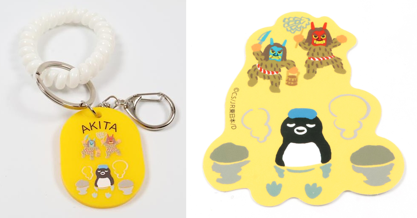 のんびりと温泉にはいるSuicaのペンギンの背後には、なまはげの姿が……？