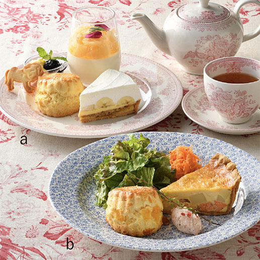 前半8月19日～22日「ベイクショップロトリー」のケーキセット（2750円、各日50セット）、セイボリープレート（3080円、各日50セット）