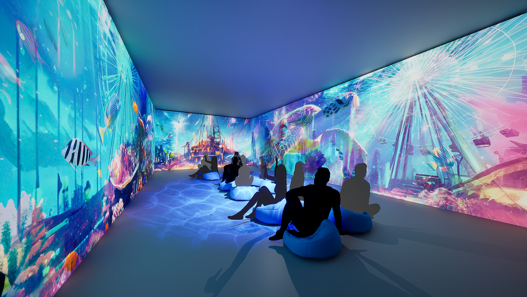 国内フェリー初導入のスクリーンルーム「龍宮」イマーシブコンテンツイメージ