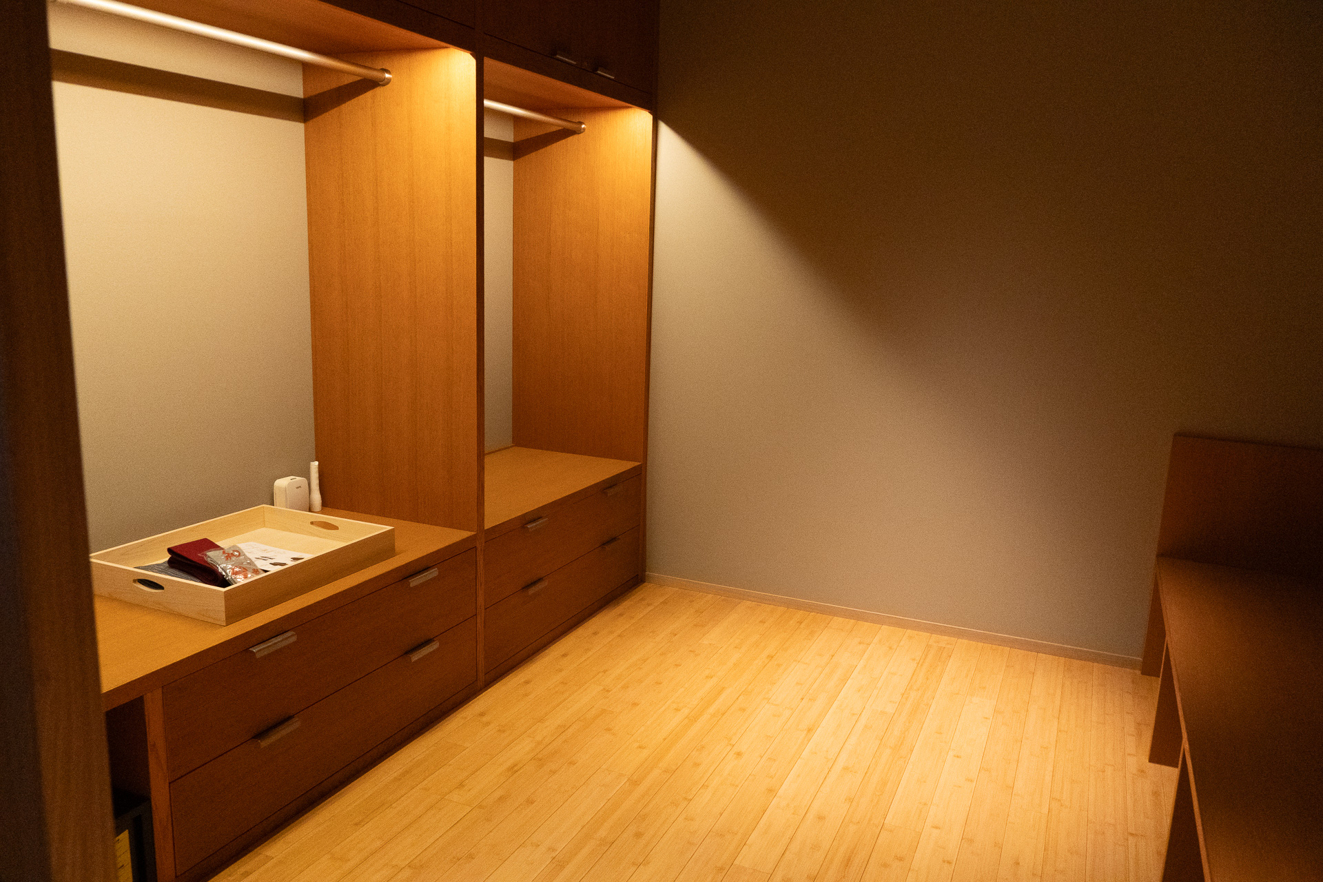 大型のスーツケースを数台持ち込んでも余裕のウォークインクローゼット