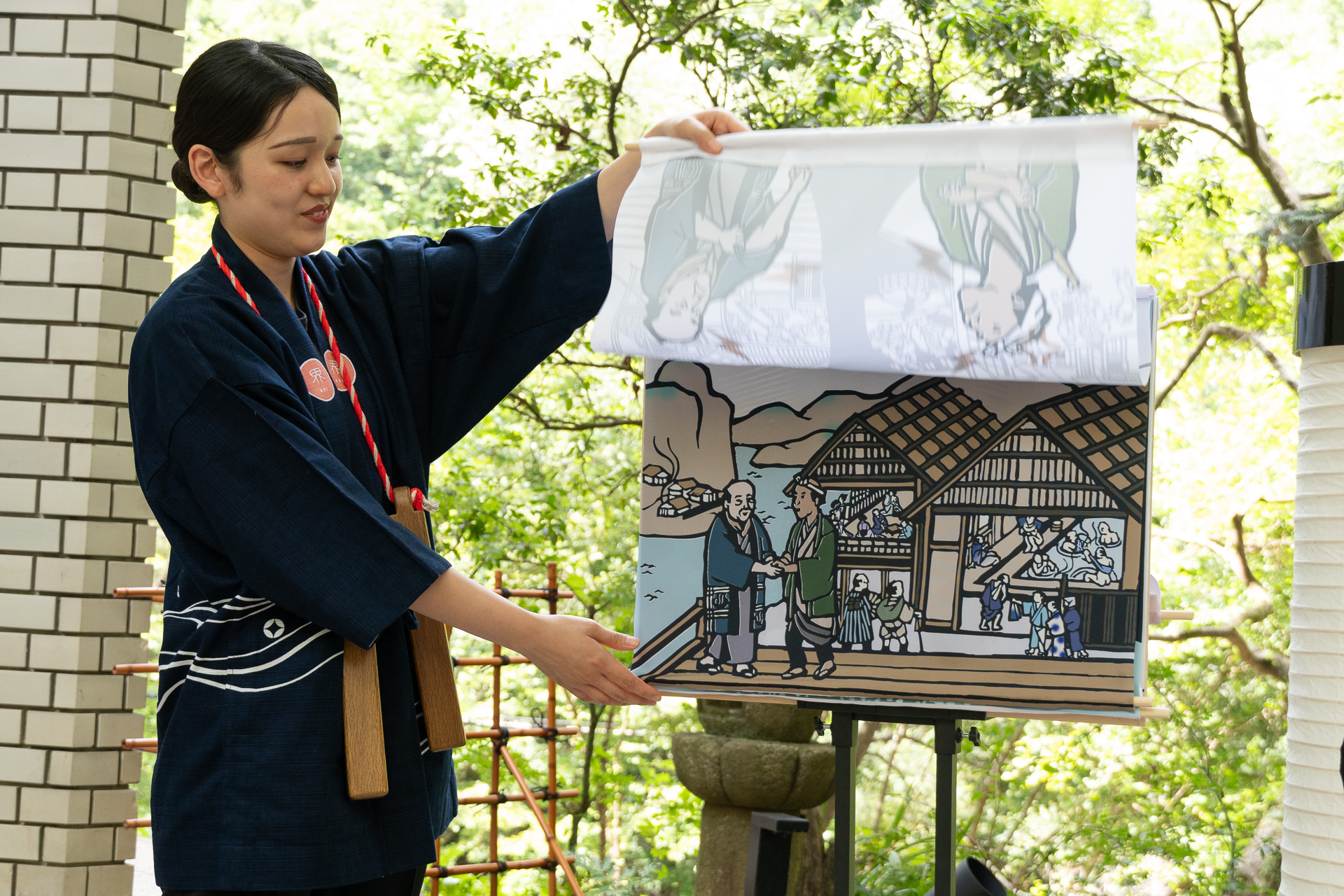 さわ茶屋の横では、界の湯守りによる入浴法の紹介などを行なう「温泉いろは」のプログラムを実施