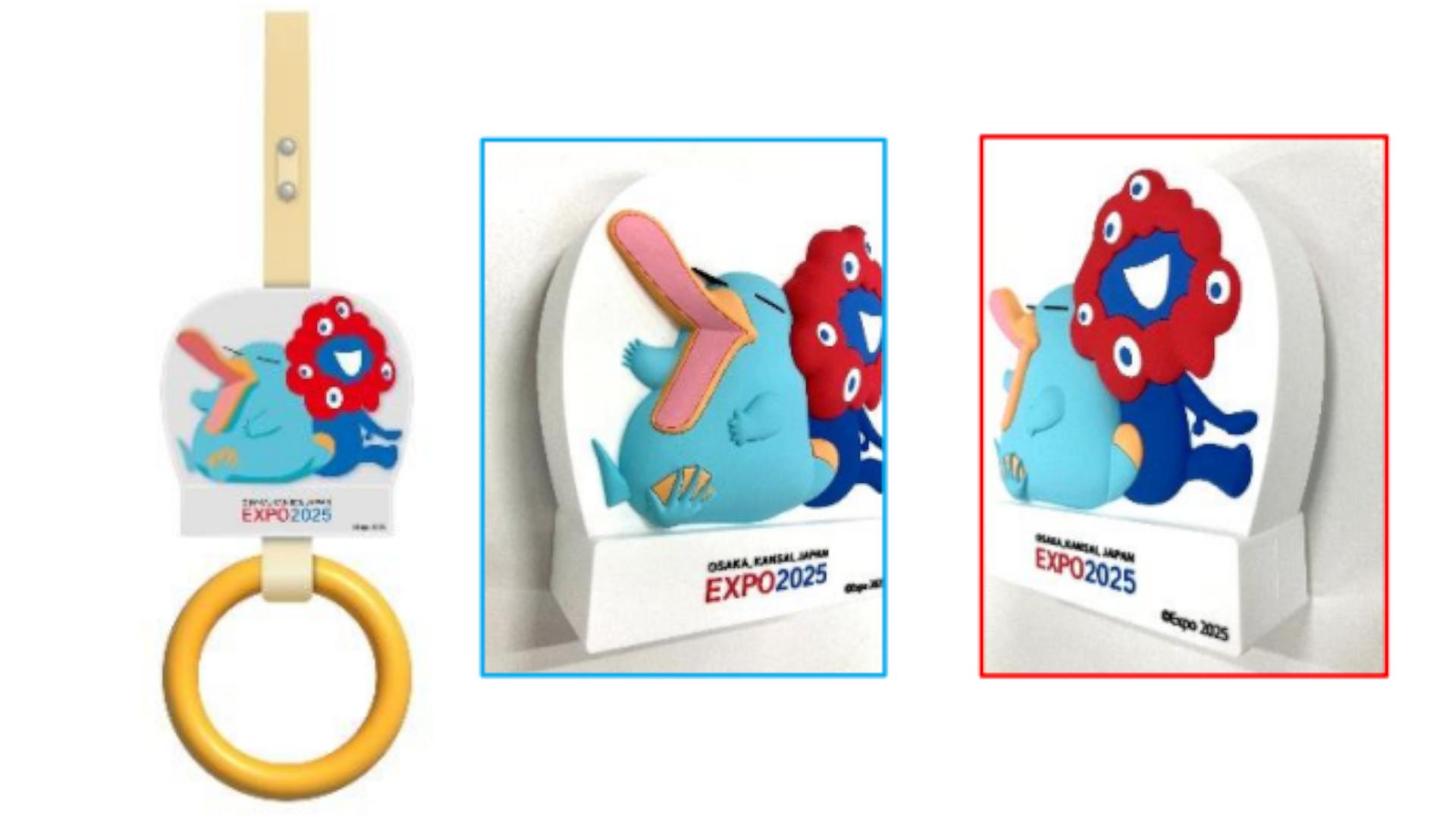 「ミャクミャク・イコちゃん 大阪･関西万博ラッピング環状線 つり革レプリカ」（1万8700円）。サイズは約510×140mm（高さ×幅）