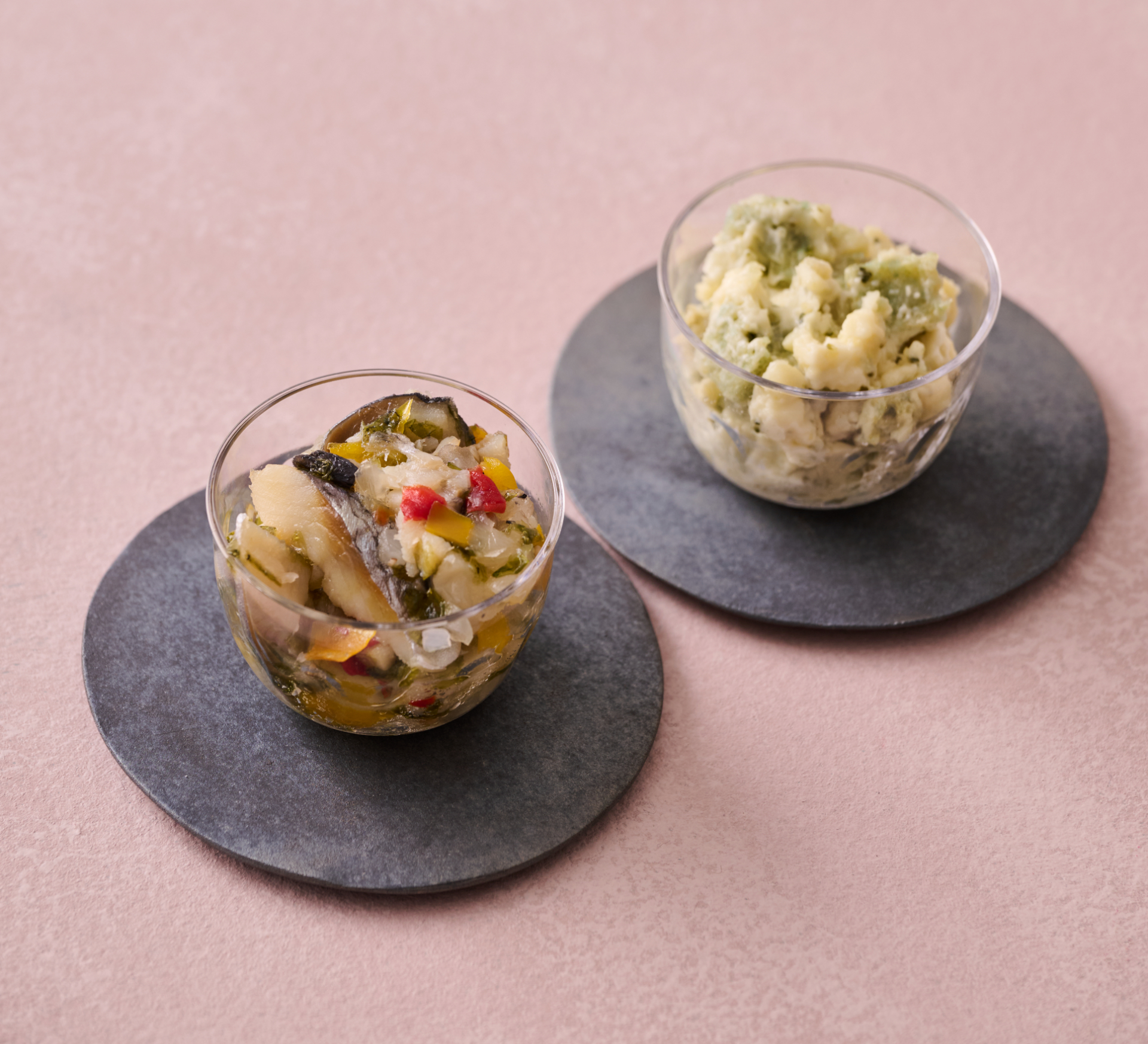 にしんレモンマリネ、魚卵のチーズサラダ