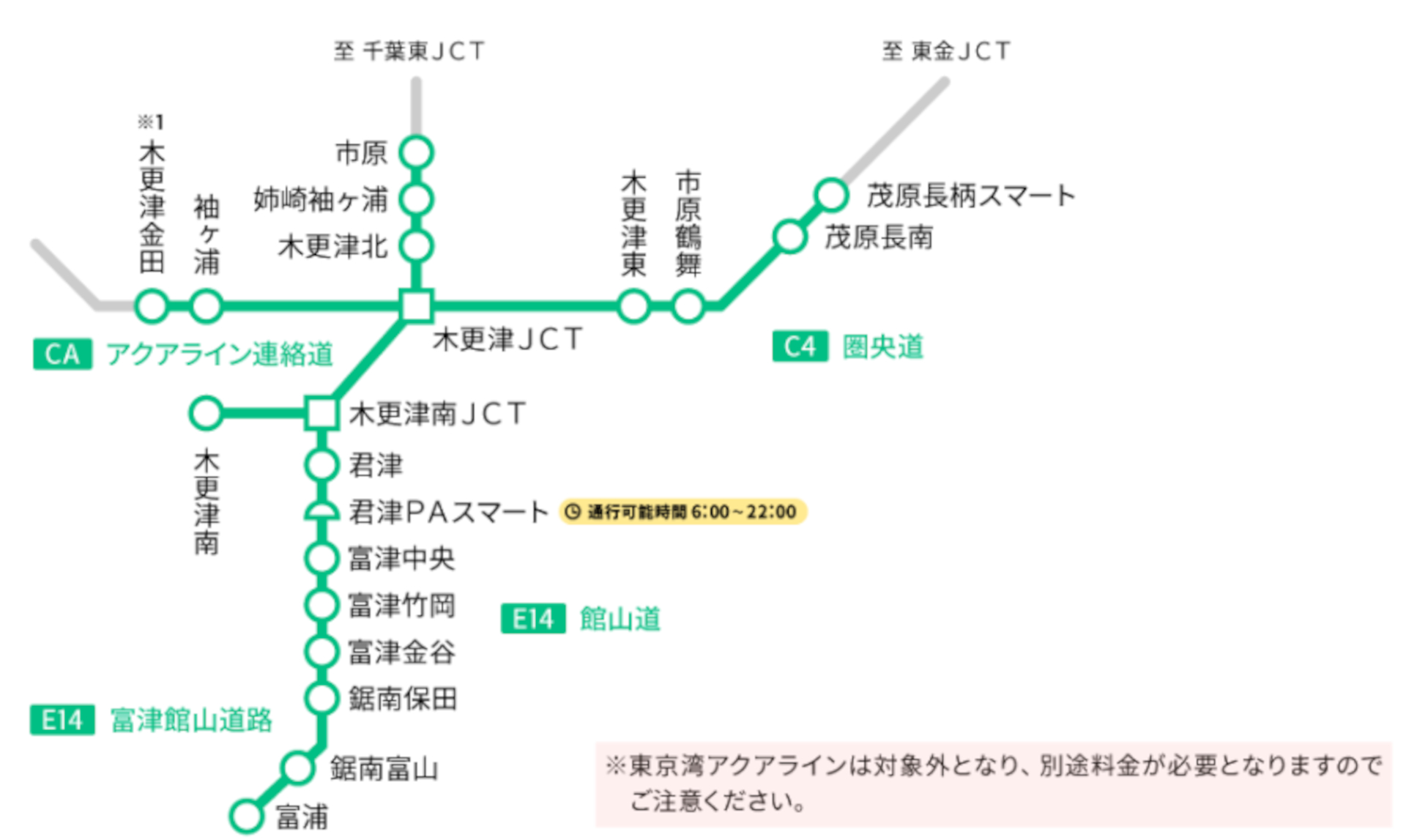 「南房総周遊セットプラン」の対象ゴルフ場と高速道路周遊エリア