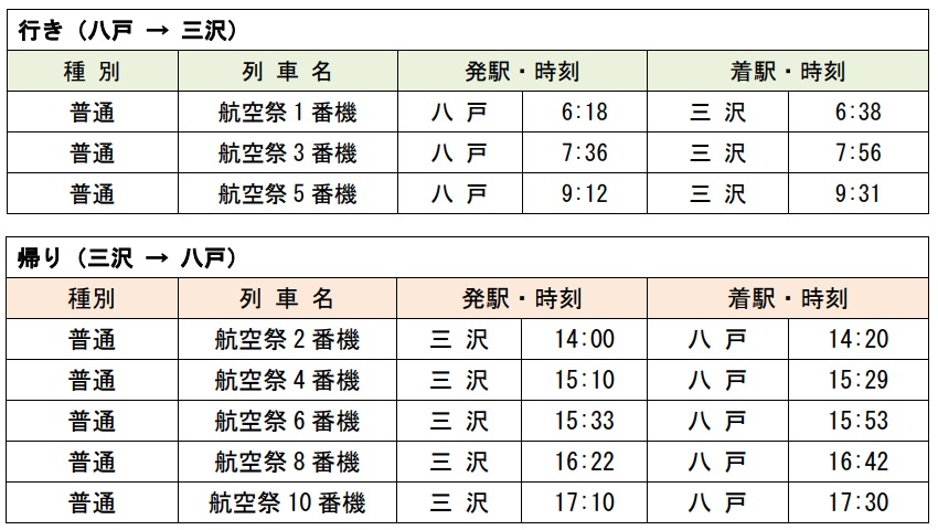 八戸駅～三沢駅間で臨時普通列車を運行する