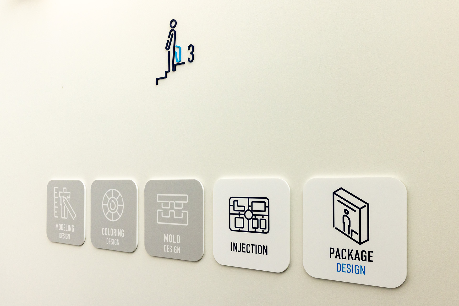 階段に設けられたサインも見どころ