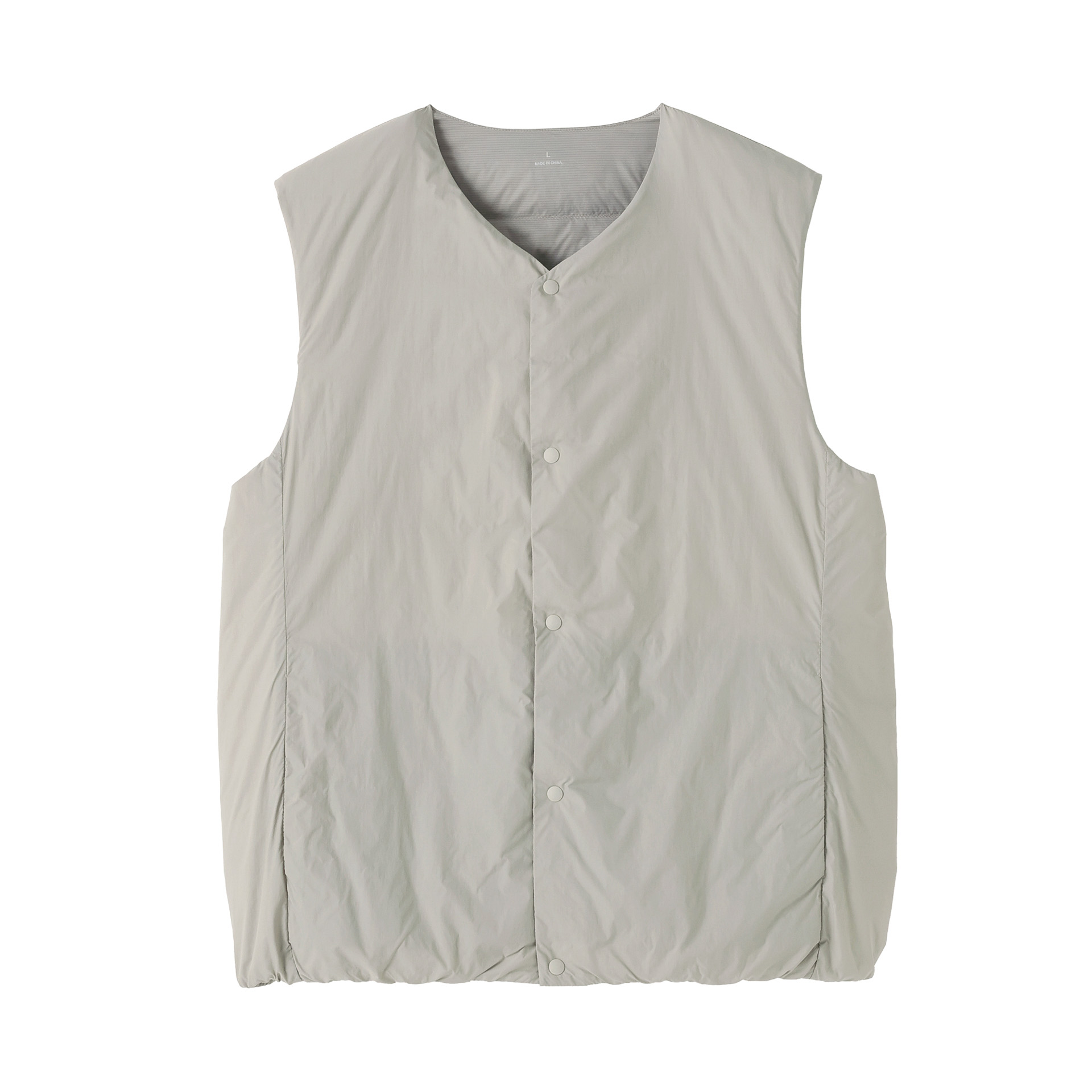 紳士 軽量ダウンポケッタブルノーカラーベスト