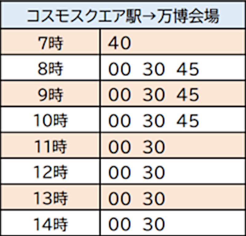 コスモスクエア便 時刻表