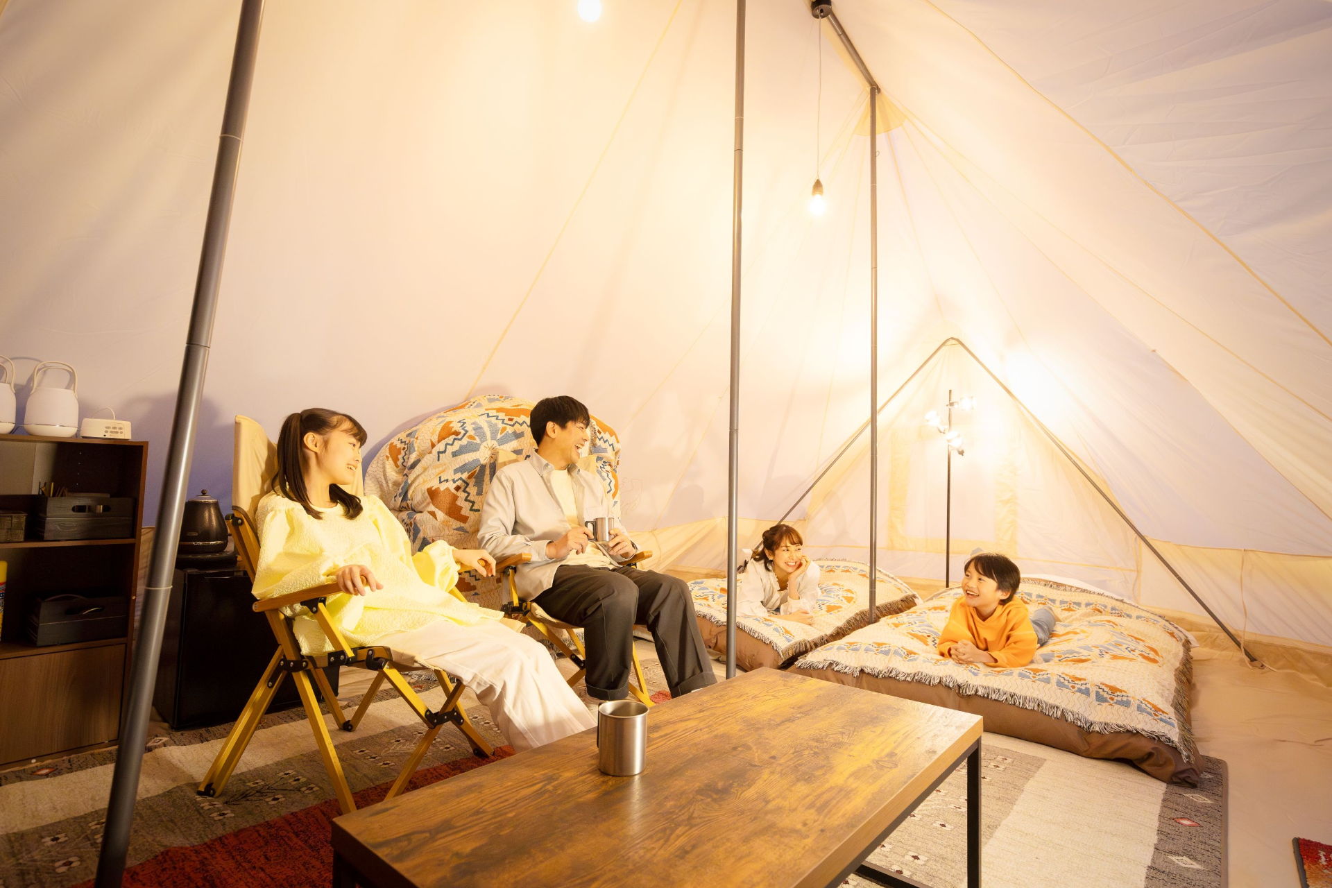 あわらの名湯を庭園露天風呂などの種類豊富なお風呂で満喫できる「大江戸温泉物語Premium 青雲閣」（福井県）のグランピング