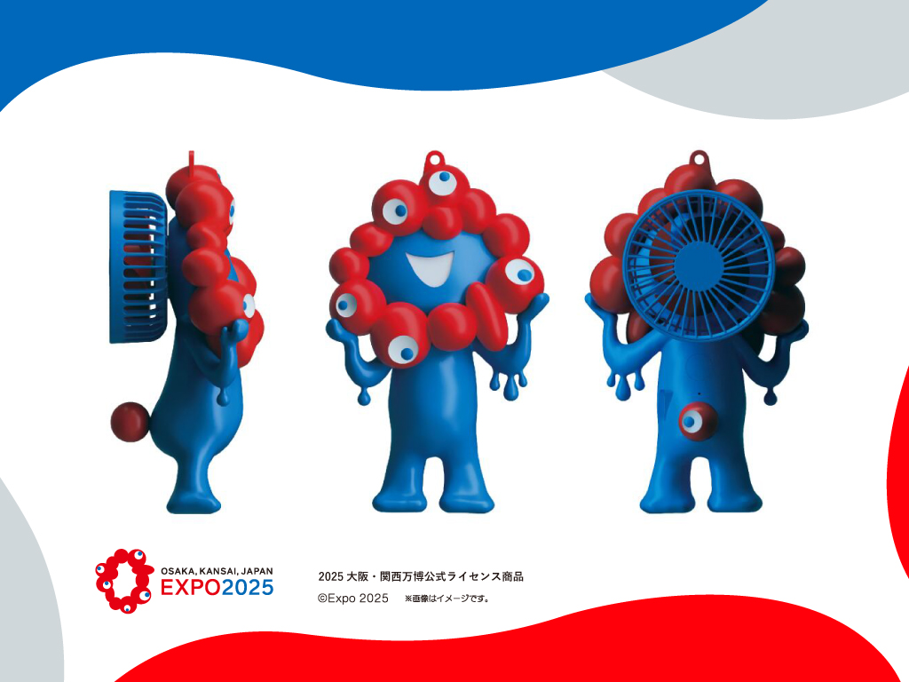 ミャクミャクのネックストラップ付きハンディファン新発売