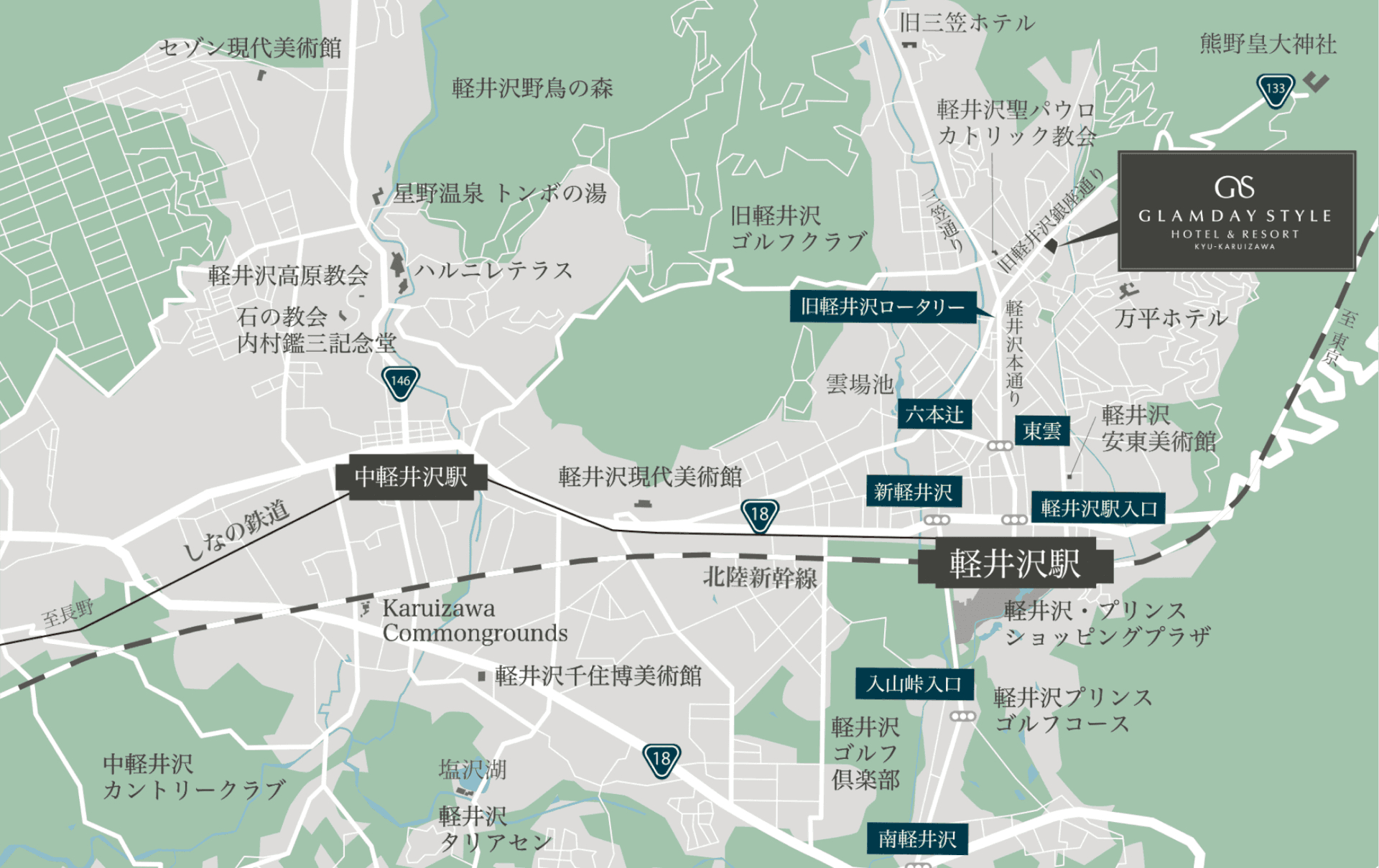 旧軽井沢銀座通りに立地