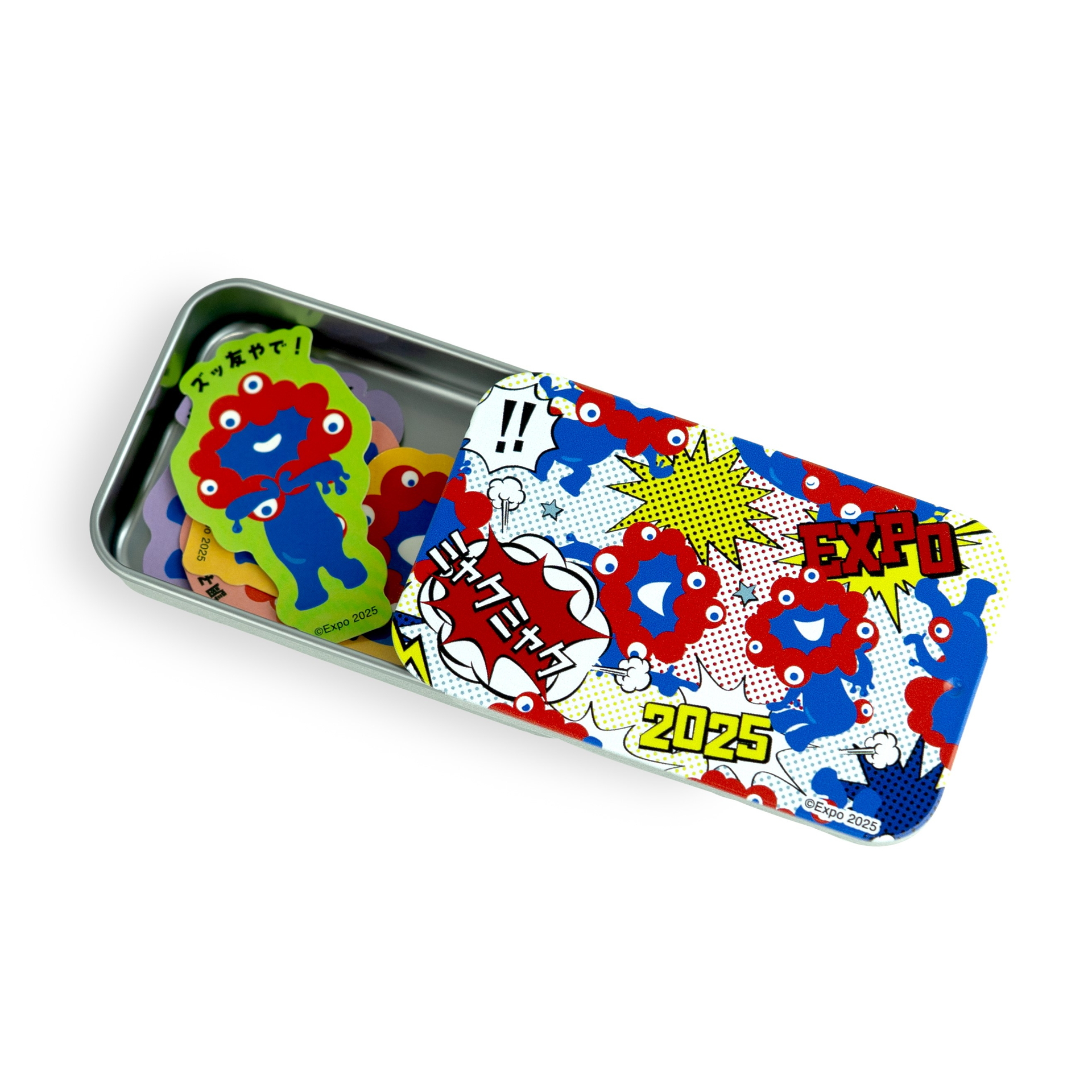 ミャクミャクフレークシール入りスライド缶