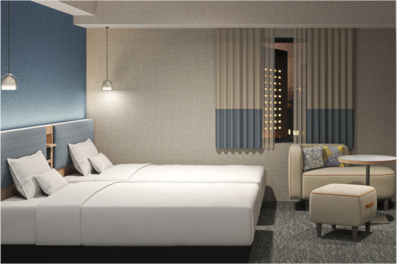 部屋はクイーンエコノミー、ツインスタンダード、ユニバーサルルームの3タイプ