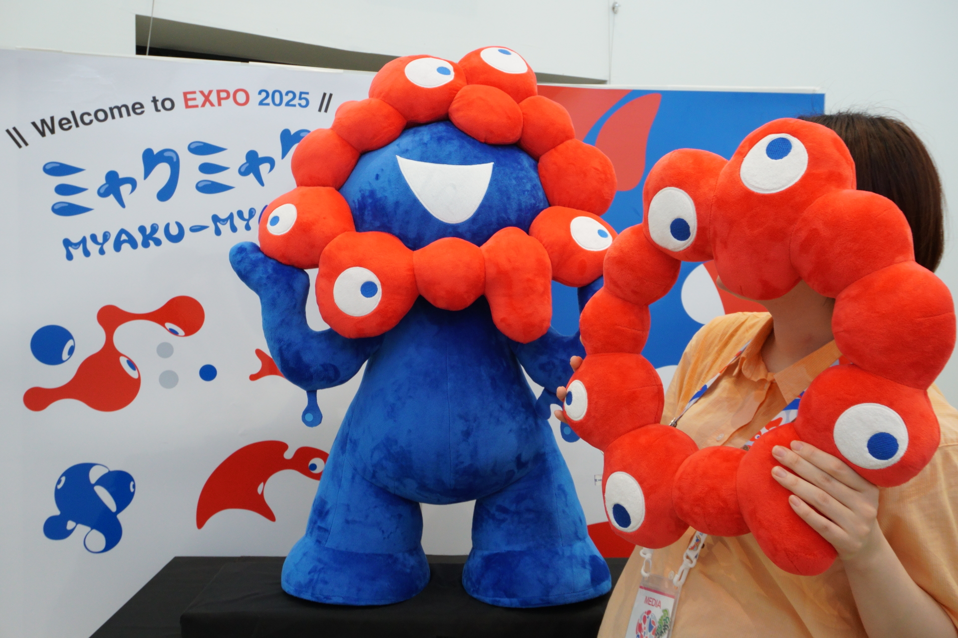 ぬいぐるみをもって一緒に写真撮影しよう