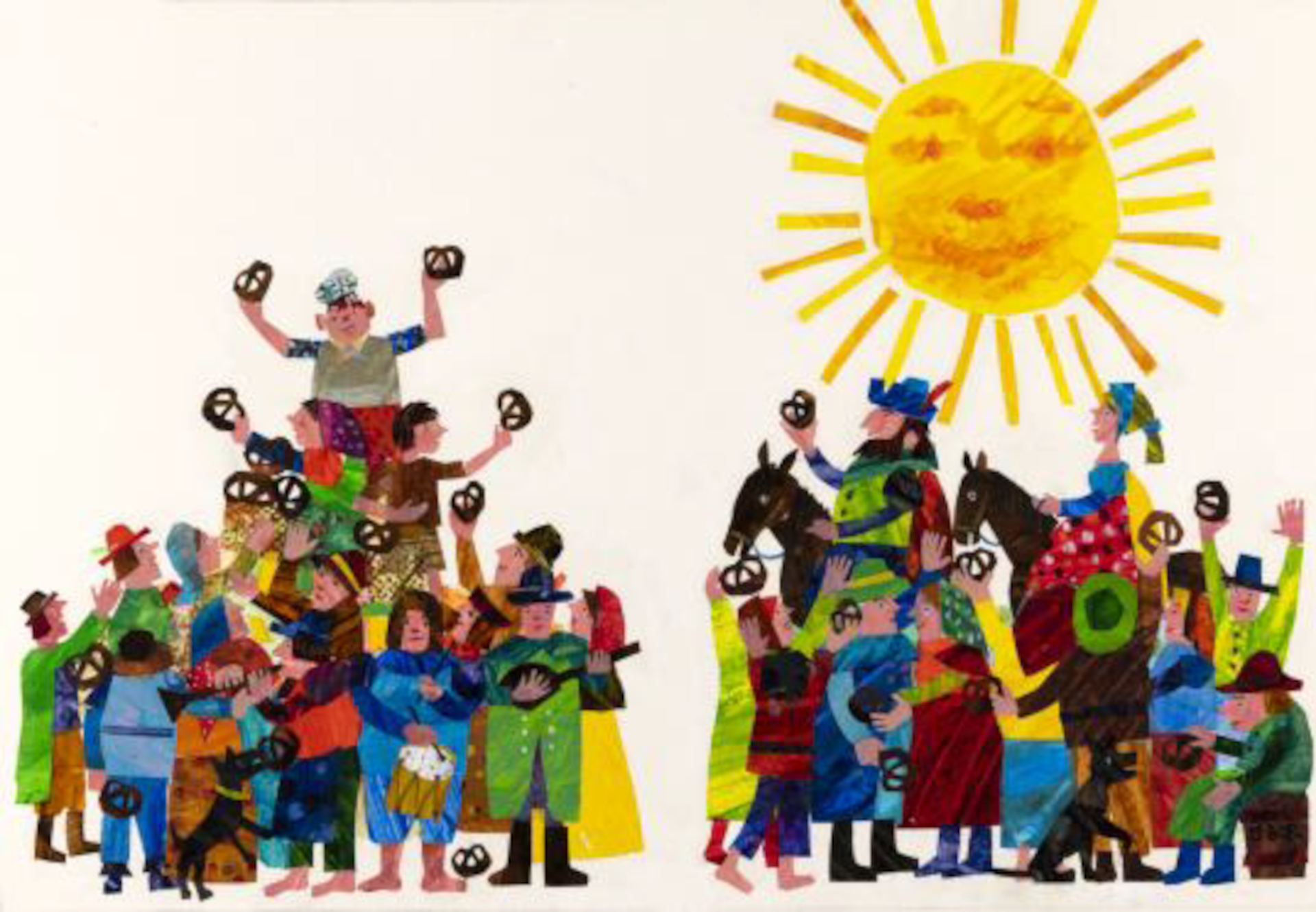 「プレッツェルのはじまり」最終原画 1995年、エリック・カール絵本美術館 Collection of the Eric and Barbara Carle Foundation &copy; 1972, 1995 Penguin Random House LLC.