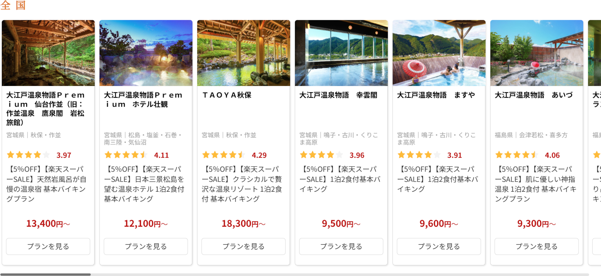 スーパーSALE限定プランの一例