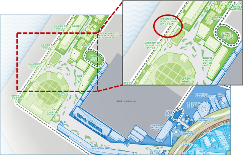 EXPOサンセットビアテラスの位置図（写真提供：2025年日本国際博覧会協会）